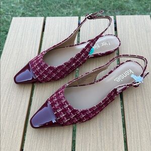 Kensie- Piper Burgundy Tweed Slingback Heels NWOT